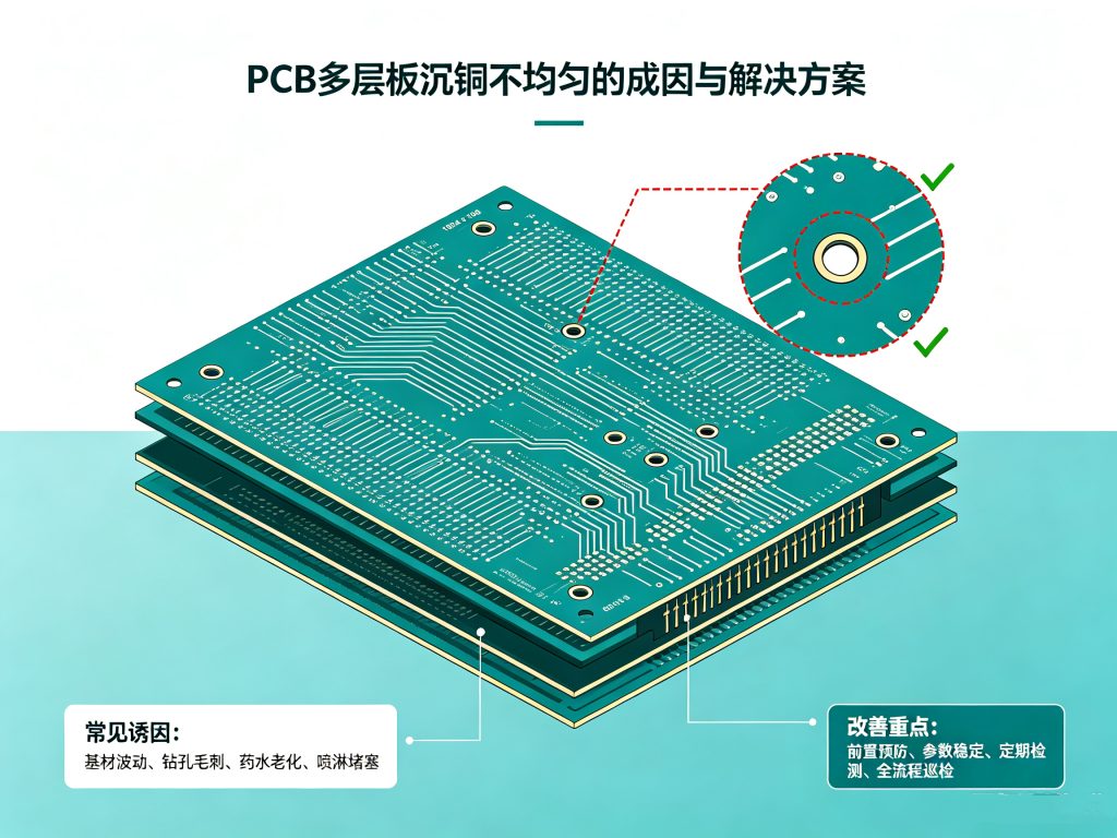 PCB多层板沉铜不均匀的成因与解决方案
